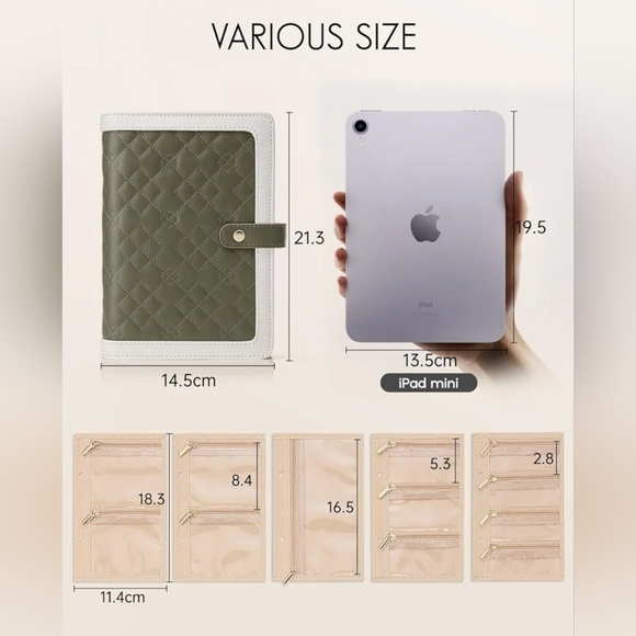 Vlando Yancy Travel Jewelry Organiser Foldable Jewelry Storage Book Green/Cream - Picture 4 of 15